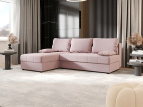 BEDANTE Narożnik MOS L Cosmic 14 Różowy Lewy z funkcją spania, sofa w kształcie L z pojemnikiem, kanapa rozkładana