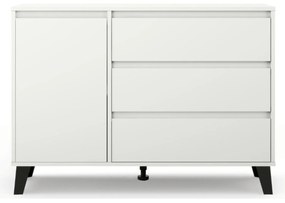 Komoda z Szufladami do Salonu BORVO 110 cm Biała Nowoczesna