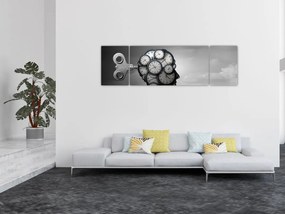 Artystyczny obraz głowy z zegarem (170x50 cm)