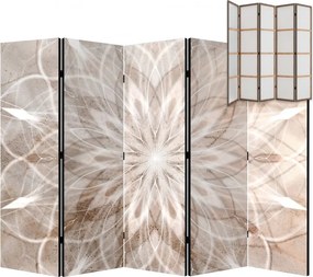 Parawan pokojowy 5-częściowy 225x172 Jednostronny dekoracyjny boho zen Beżowy Piaskowa Mandala