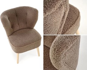 Fotel tapicerowany tkaniną typu baranek Mocca Halmar