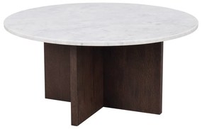 Biało-brązowy marmurowy okrągły stolik 90x90 cm Brooksville – Rowico