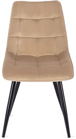 Zestaw Stół Prostokątny Rozkładany CLARK 120-160 cm Dąb Artisan/Czarny i 4 Krzesła Tapicerowane do Jadalni RIO Beżowe Welurowe