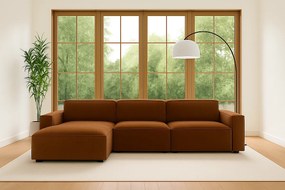 Narożnik w kształcie L Cursal, tkanina Salvador, Ciemnobrązowy, Lewy