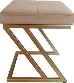 Pufa ZETA tkanina Welur loft ławka podnóżek metal : Kolor Stelaża - Złoty, Kolor tkaniny - VELVET - MG06, Typ tkaniny - Velvet