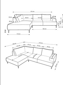 Masseno Narożnik DUNA Narożnik L-Kształtny, Modna sofa narożna do salonu - Beżowy, POSO 100