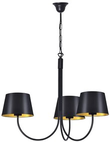 Czarny klasyczny żyrandol z 3 abażurami - A798 K8-H65