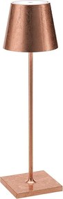 Lampa stołowa LED Zafferano Poldina Pro Copper Leaf, ładowalna i ściemnialna, z czasem pracy na baterii do 12 godzin.