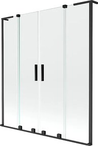 Mexen Velar L Duo parawan nawannowy 2-skrzydłowy rozsuwany 150 x 150 cm, transparent, czarny - 896-150-003-02-70