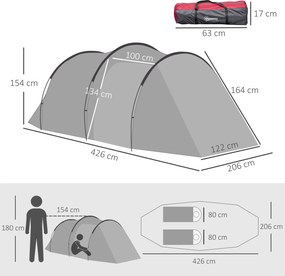 Outsunny Namiot Kempingowy 2-3 osoby Wyrzucany Przedsionek Strefa snu Wodoszczelny 426x206x154 cm Szary | Aosom PL