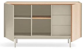 Beżowo-naturalna niska komoda w dekorze dębu 130x78 cm Otto – Teulat