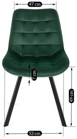 Krzesło Tapicerowane do Salonu RICK Zielone Welurowe Nowoczesne Loft