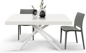 Stół drewniany, biały jesion, biała podstawa, wym.160x90-240x90cm - CARRARA