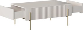 Stolik kawowy Malmi 100 cm z szufladami - kaszmir / złote nóżki
