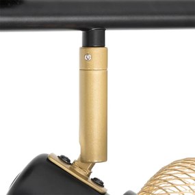 Industrialny reflektor czarny ze złotem 4-światła - Bliss Mesh