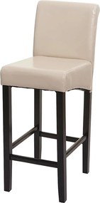 Stołek barowy MCW-C33,  kremowy, ciemne nogi, imitacja skóry