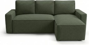 Rozkładana obustronna sofa narożna w kształcie L SMART BOUCLE 232x143 cm, ciemnozielona