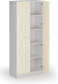 Metalowa szafa z drewnianymi drzwiami, demontowana, 1950 x 800 x 400 mm, brzoza