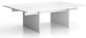 Biurko double SOLID + 2x rozszerzenie blatu, 240x165 cm, biały