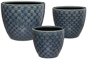 Doniczki ceramiczne, 3 sztuki, ze zdobieniami