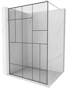 Mexen Kioto ścianka prysznicowa Walk-in 80 x 200 cm, czarny wzór 8 mm, nikiel szczotkowany - 800-080-101-97-78