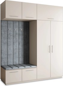 Masseno Garderoba REMA 200/240/60 cm Nowoczesna Szafa do Przedpokoju Kaszmir, MONOLITH 85 (Szary)