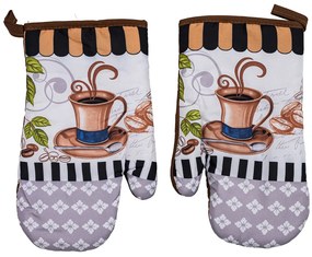 Zestaw 2 biało-szarych rękawic z magnesem ROASTED COFFEE