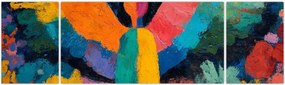 Obraz - Abstrakcyjny anioł z kwiatami (170x50 cm)