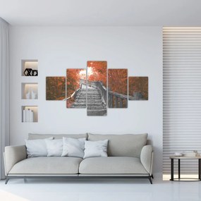 Obraz - Schody w naturze, pomarańczowy (125x70 cm)