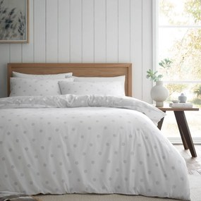Biało-szara flanelowa pościel dwuosobowa 230x220 cm Polka Dot – Catherine Lansfield