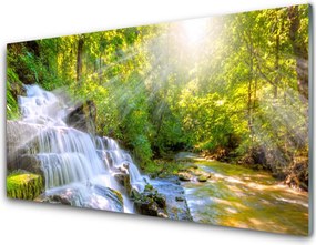 Szkło do Kuchni na Ścianę Leśny Potok I Wodospad