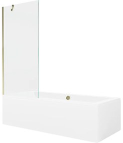 Mexen Cube wanna prostokątna 180 x 80 cm z obudową i parawanem 1-skrzydłowym 80 cm, transparent, złoty - 550518080X9508000050