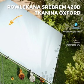 PawHut Wybieg dla 5-8 Kur, Plandeka Dachowa, Zamykane Drzwi, Stelaż Stalowy, 5,1 m², 3 x 1,7 x 1,9 m