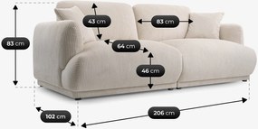 Sofa AMBELIA Dwuosobowa Jasnobeżowa Nowoczesna