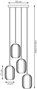 Poczwórna lampa wisząca z mlecznymi kloszami - D165 Savona 6X