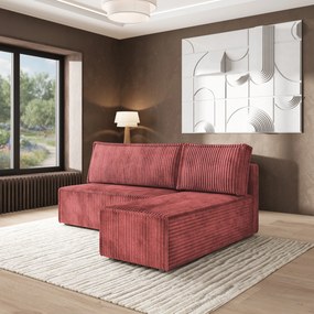 Masseno Narożnik BRISO z funkcją spania i pojemnikiem na pościel Narozniki L, Rozkładana sofa - Pudrowy róż, TILIA 62