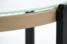 Okrągła mała ława z półką naturalny/szkło 53/55 cm KAMALA S