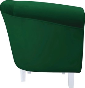 Fotel Milo tkanina Welur wygodny fotel tapicerowany do salonu i sypialni : Kolor nogi - Biała, Kolor tkaniny - VELVET - MG25, Wysokość nogi - 15 cm