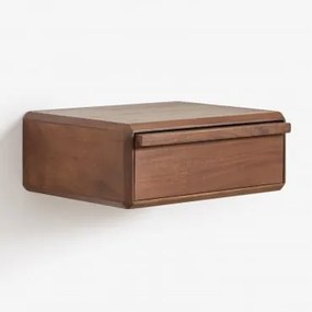 Mesita De Noche Wisząca Prostokątna 40x30 Cm Z Drewna Akacjowego Nordilan Ciemny Akacjowy Brąz - Sklum