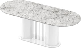 Rozkładany stół z owalnym blatem Cesaro Hubertus marmur połysk