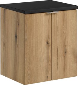 Szafka 2-drzwiowa pod umywalkę nablatową Nova 50 cm, dąb coast evoke/czarny mat