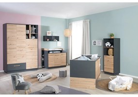 Antracytowo-naturalna szafa dziecięca w dekorze dębu 132x195 cm Lenn – Roba