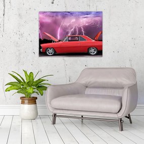 Obraz na szkle - czerwone auto (70x50 cm)