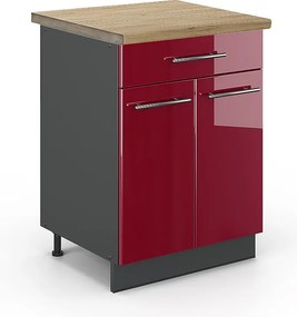 Szafka dolna do kuchni bordowa czerwień wysoki połysk 60x60x82 fame-line