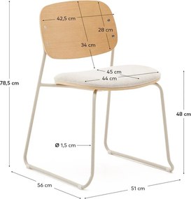 Beżowe/w naturalnym kolorze metalowe krzesło sztaplowane Meli – Kave Home