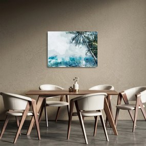 Obraz na szkle palmy nad morzem (70x50 cm)