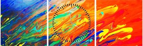 Obraz - Kolorowa abstrakcja (z zegarem) (90x30 cm)