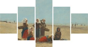 Obraz - Eugène Boudin, Women on the Beach at Berck, reprodukcje (125x70 cm)