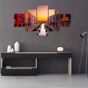 Obraz - Zachód słońca, wyspa Burano, Wenecja, Włochy (125x70 cm)