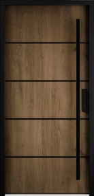 Drzwi wejściowe ze stali pełne wys. 207 x szer. 100 cm efekt orzecha - grubość 68 mm - otwieranie lewe - LUSADA